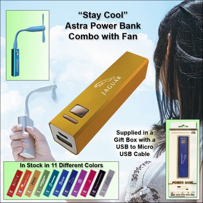 Gold 3000 mAh Astra Power Bank Combo w/Fan No Extra Tariff