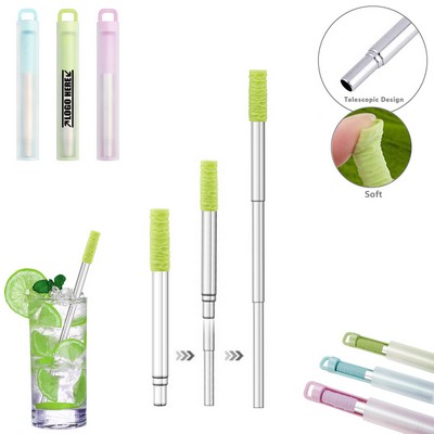 Telescope Metal Straw With Slide Case