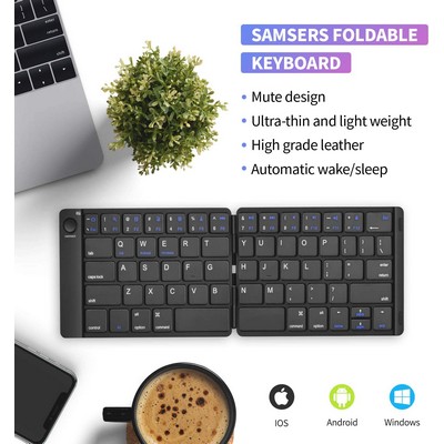 Foldable Bluetooth Keyboard - Portable Wireless Keyboard, Rechargeable Full Size Ultra Slim Folding