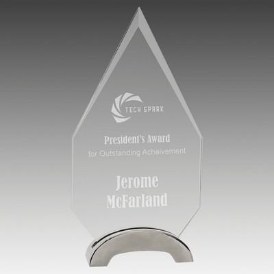 9.25" Diamond Platinum Glass with Arch Metal Base