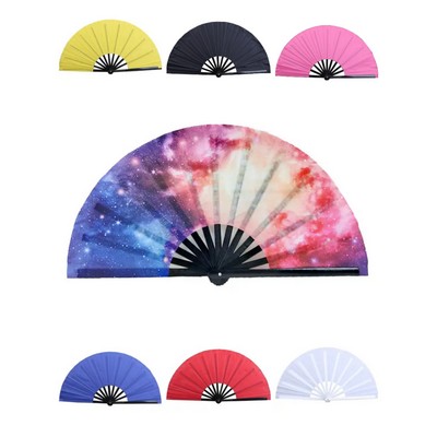 Large Size Plastic Ribs Fabric Folding Kung Fu Fan