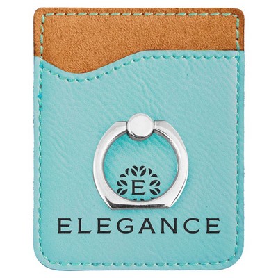 Teal Leatherette Phone Wallet with Silver Ring