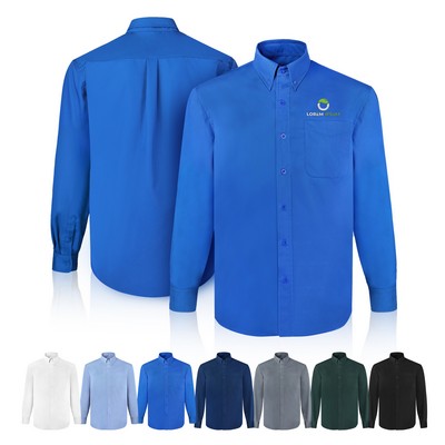 Men's Woven Button Down Long Sleeve Twill Shirt