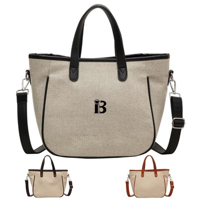 Canvas Crossbody Bag Fashion Color Clash Tote for Women