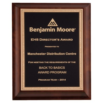 Hand Rubbed Cherry Finish Plaque w/Black Gold Border Plate