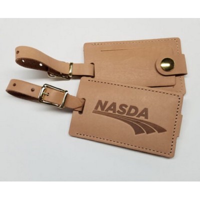 Genuine Snap Closure Leather Luggage Tag
