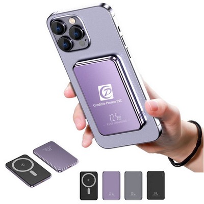 Metal 5,000 mAh Mini Portable Magsafe Wireless Charger Or Slim Power Bank
