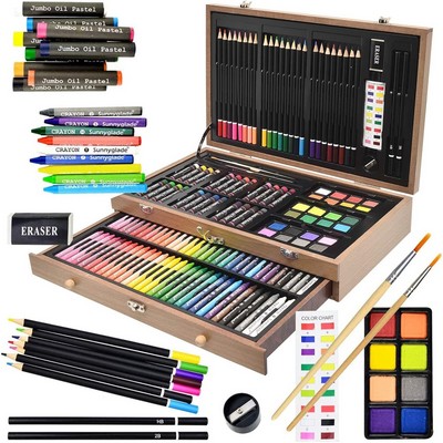145 Pieces Kids Deluxe Artist Painting Set With Wooden Case