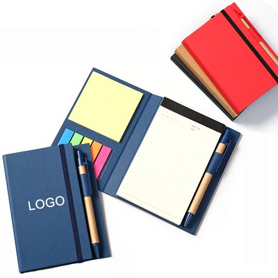 Kraft Paper Notebook with Sticky Notes & Pen