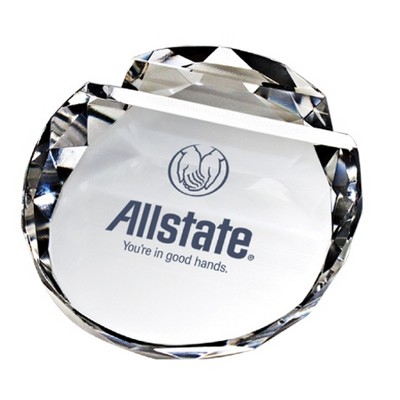 Crystal Paperweight w/Card Holder