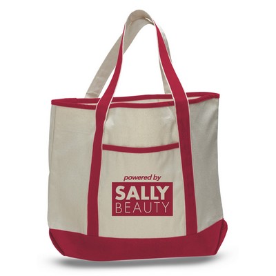 2 Tone Canvas Tote Bag w/ Interior Zipper Pocket - 22"x16"x6"