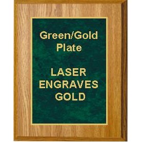 Oak Plaque 8" x 10" - Marbleized Green/Gold 6" x 8" Plate