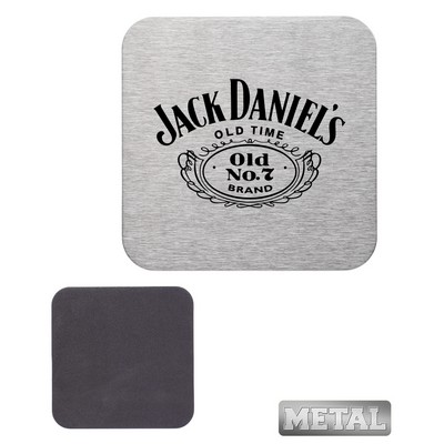 Union Printed - 4 inch Square Stainless Steel Metal Coasters with 1-Color Print
