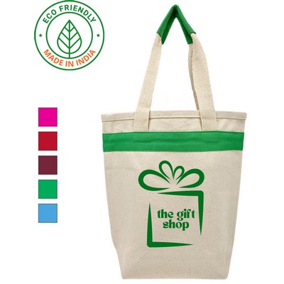Gift & Wine Eco Friendly Canvas Tote w/Green Trim