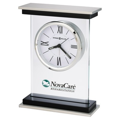 Bryant glass, wood and metal tabletop clock