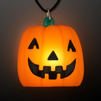 Light Up Orange Pumpkin Necklace - BLANK