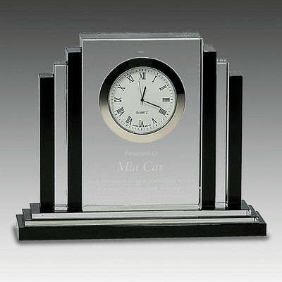 6" Clear Crystal with Clock and Black Crystal Trim