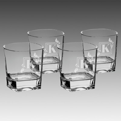 Set of 4 - 8 oz. Rectangle Rocks Glasses in a Gift Box