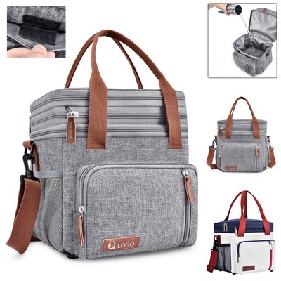 Multipurpose Double Layer Lunch Cooler Bag W/ Side Pockets