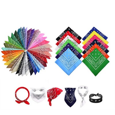Custom 90 GSM Polyester Paisley Cowboy Bandanna Scarf Kerchief 22"x22" MOQ100PCS