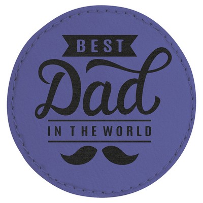 3" Round Purple Leatherette Patch with Adhesive