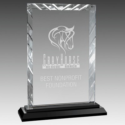 9" Rectangle Accent Glass on Black Base