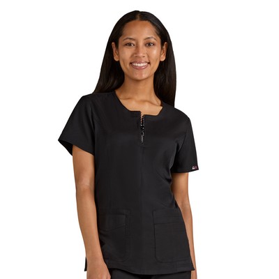 koi - Lite -Women's Limited Edition Rhinestone Zipper Neck Serenity Top