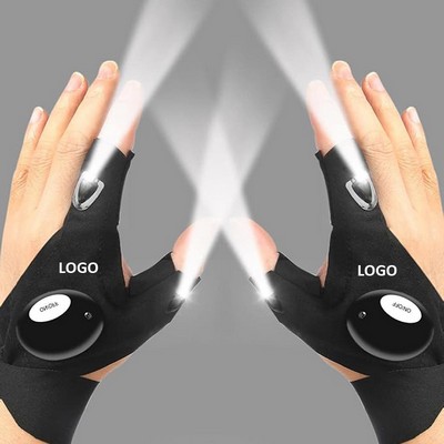 LED Flashlight Gloves For Work Or Camping