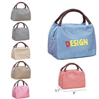 Fashion Striped Insulated Tote Bag