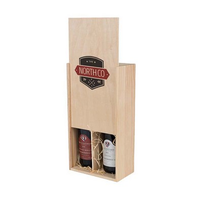 Two Bottle 13 1/2 x 7 x 3 1/2 box w slide closure and rope handle - Custom 4CP Printed - 12/case