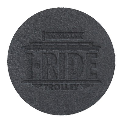 Black Leather Coaster | Circle | 3 7/8" dia. | Debossed