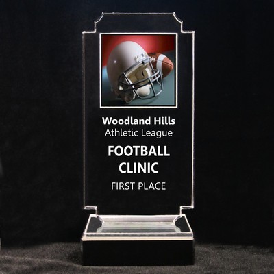 Acrylic and Marble Engraved Award - 8-3/4" Full-Color Football Helmet Panel