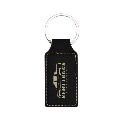 Laser Engraved Leatherette Key Tag - Rectangle (2.75"x1.25")