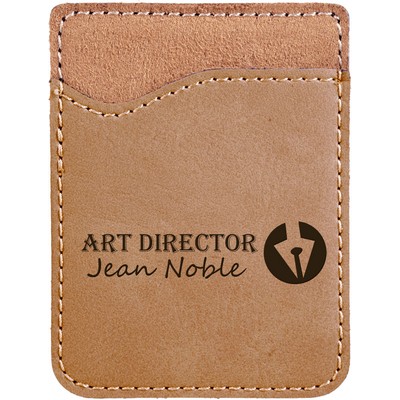 Leatherette Phone Wallet - Light Brown/Engraves Black