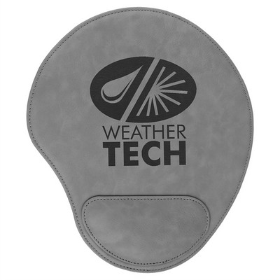 Mouse Pad, Gray Faux Leather