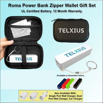 2200 mAh Roma Power Bank Zipper Wallet Gift Set No Extra Tariff