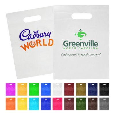 Die Cut Fold-Over Reinforced Plastic Handle Bag (12" x 16" )