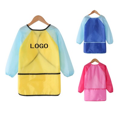 23 3/5" x 16 9/10" Children Polyester Long Sleeve Art Smock/Painting Apron w/3 Pockets For Age 3-6