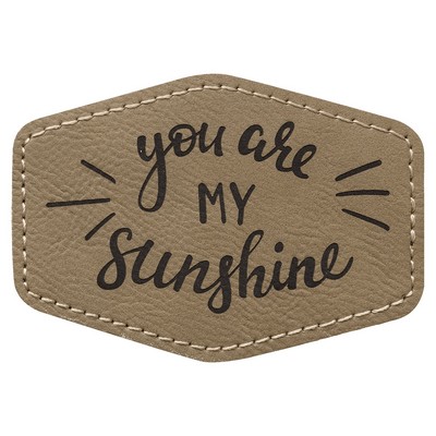 3.5" x 2.5" Hex Light Brown Leatherette Patch with Adhesive