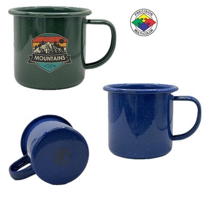 12 Oz. Stinson Speckled Medium Blue Enameled Steel Cup - Precision Spot Color