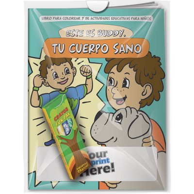 Combo Pack - CB1044s Coloring Book & 4-Pack of Crayons (Imprinted) in a Poly Bag