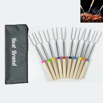 8 - Piece Telescopic Stainless Steel Barbecue Fork Set