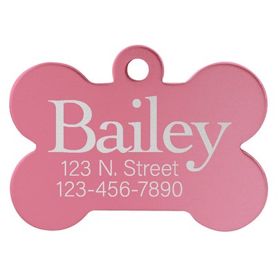 1.25" x.75" Pink Anodized Aluminum Bone Pet Tag