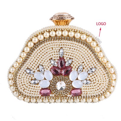 Dazzling Diamonds And Pearls Evening Clutch Bag