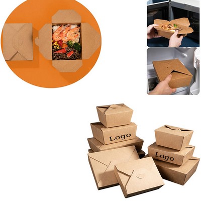8" Compostable Food Take Out Disposable Microwaveable Paper To Go Natural Kraft Cardboard Lunch Box