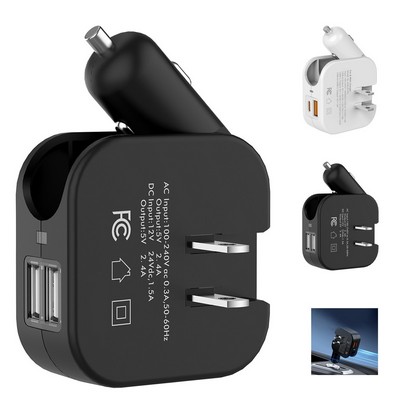 Ultimate Universal Travel Charger - 2 USB Port, Surge Protector, Built-in Plug - Car, Home
