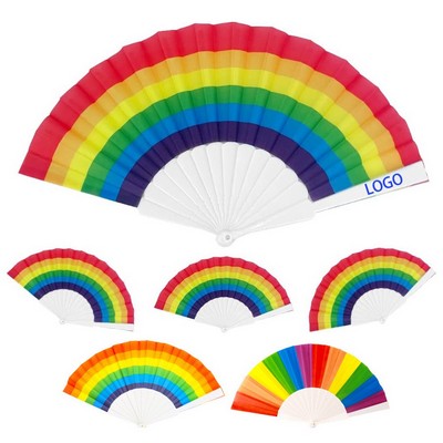 LGBT Pride Rainbow Custom ABS Plastic Handheld Folding Fan MOQ100PCS