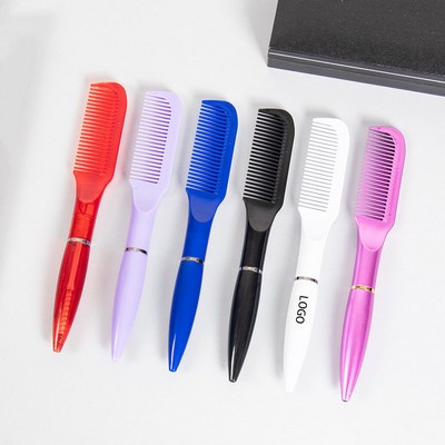2-In-1 Novelty Twist Action Plastic Pen W/Hairbrush
