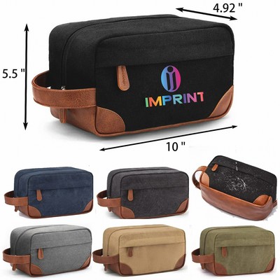 Canvas Travel Toiletry Kit with PU Grip Handle