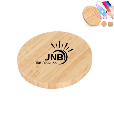 Round Bamboo Wireless Charger